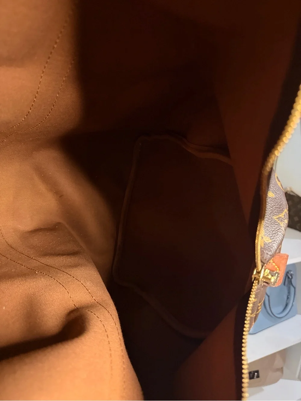 Louis Vuitton Brown Monogram Travel Duffle with Tan Leather Trim